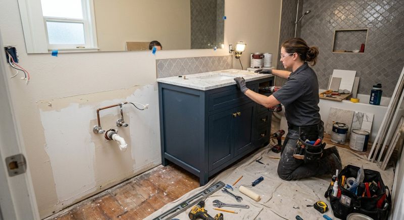 Vanity Cabinet Installation in Bloomington, IN